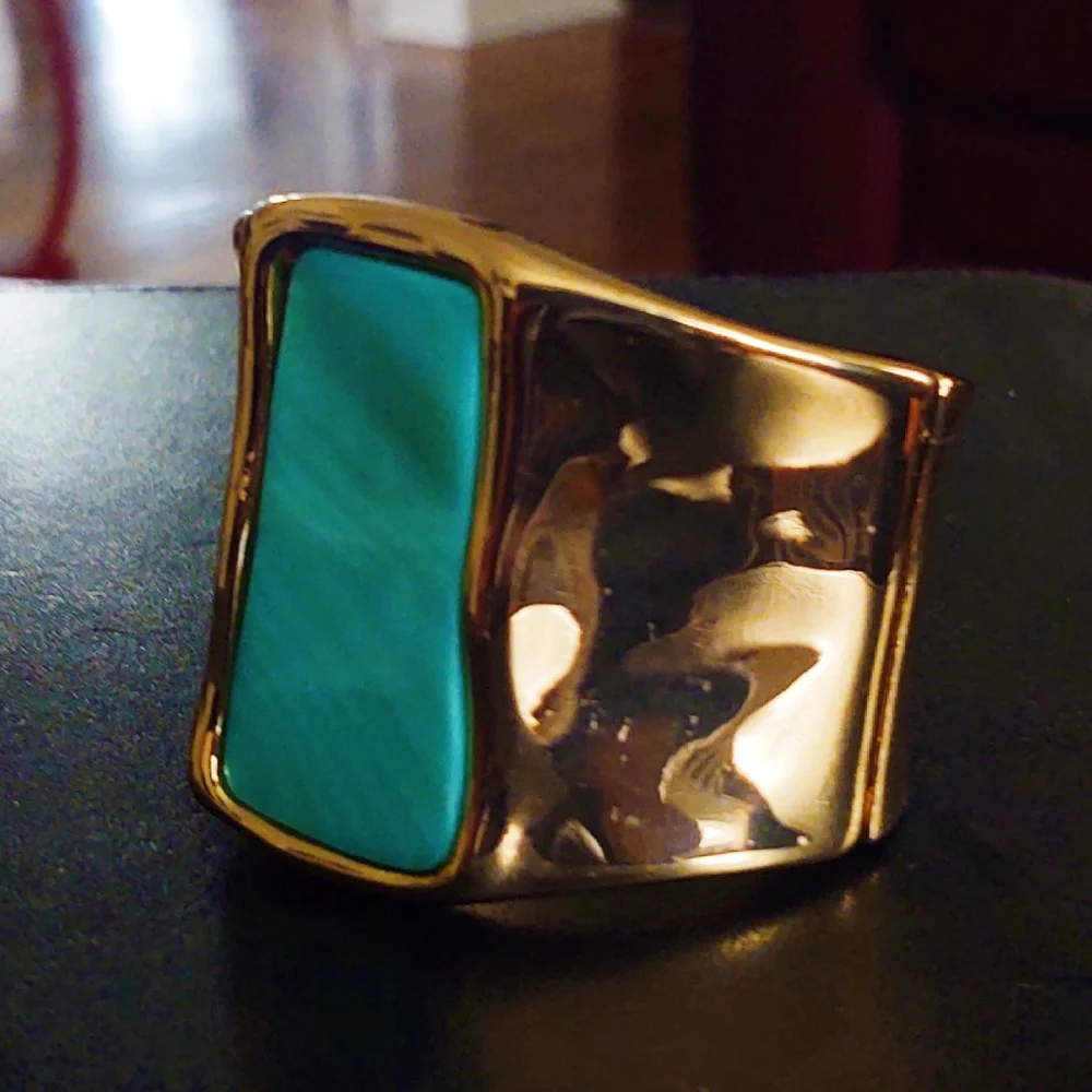 Robert Lee Morris Gold Turquoise Clamper Bracelet